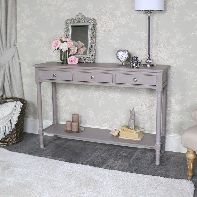 Large Taupe 3 Drawer Console Table – Cambridge Range With Regard To Large Modern Console Tables (View 10 of 20)