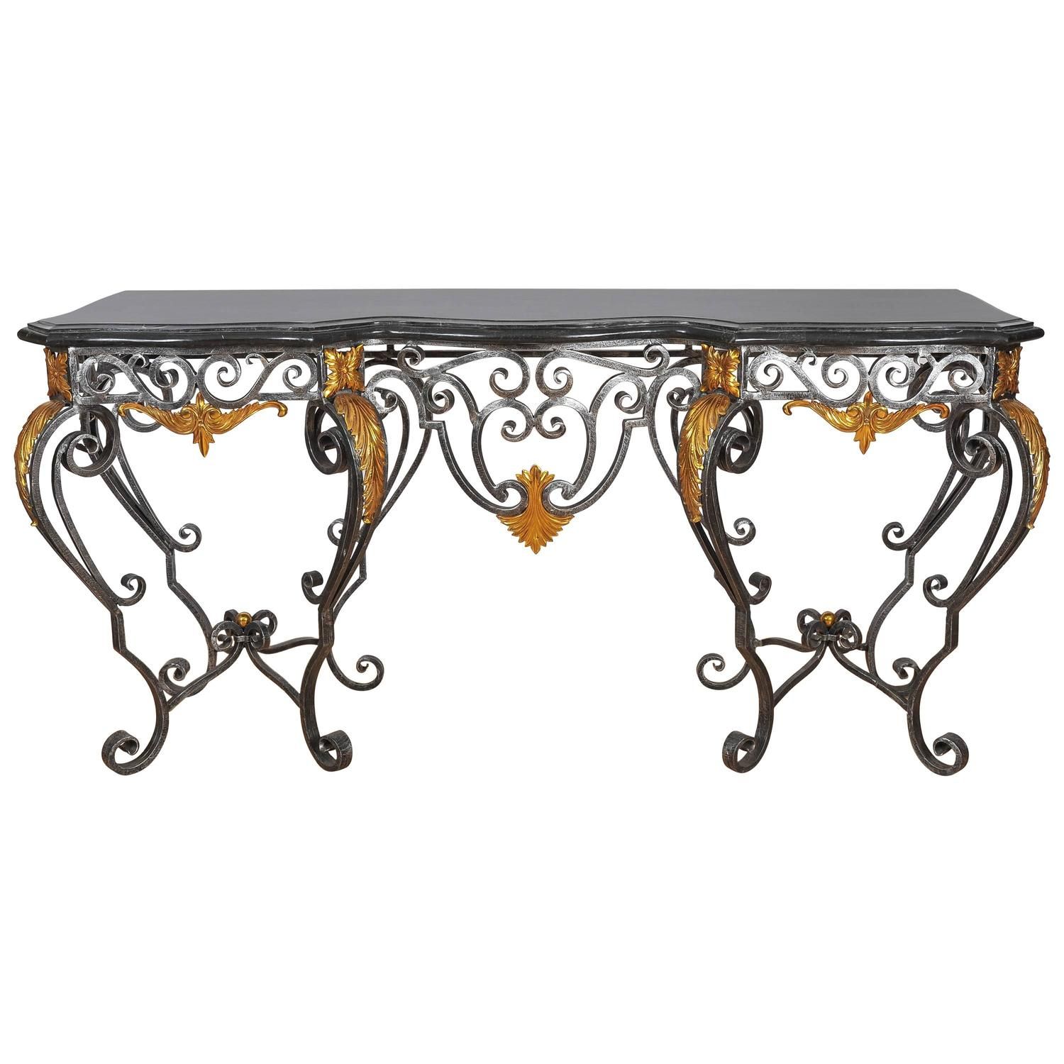 Late 20th Century Wrought Iron Console Table With Marble With Regard To Wrought Iron Console Tables (Photo 3 of 20)