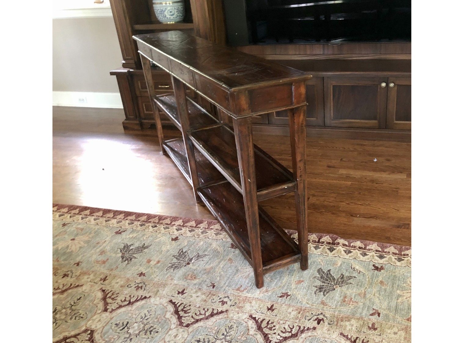 Lillian August Wood 3 Tier Console Table With Drawers Throughout 3 Tier Console Tables (View 6 of 20)