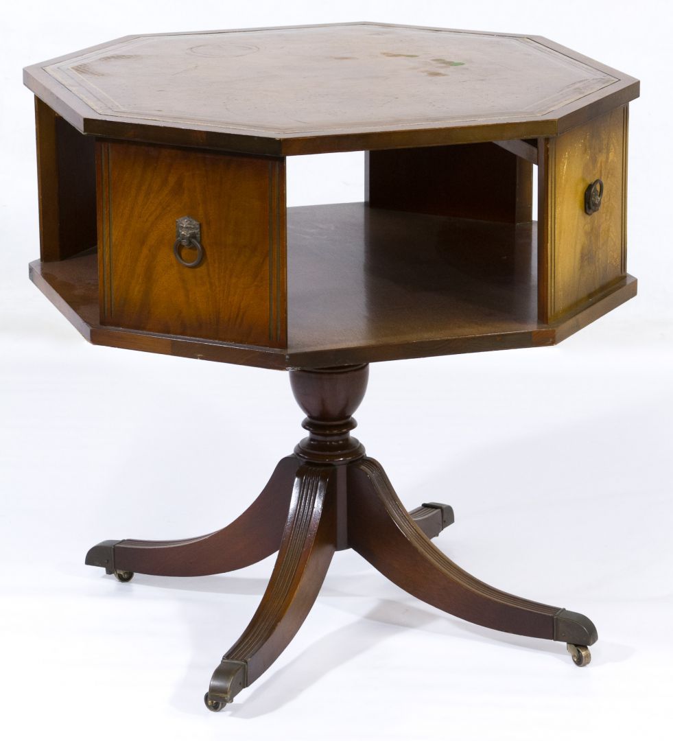 Lot 254: Mahogany Leather Top Octagonal Table | Leonard With Octagon Console Tables (View 5 of 20)