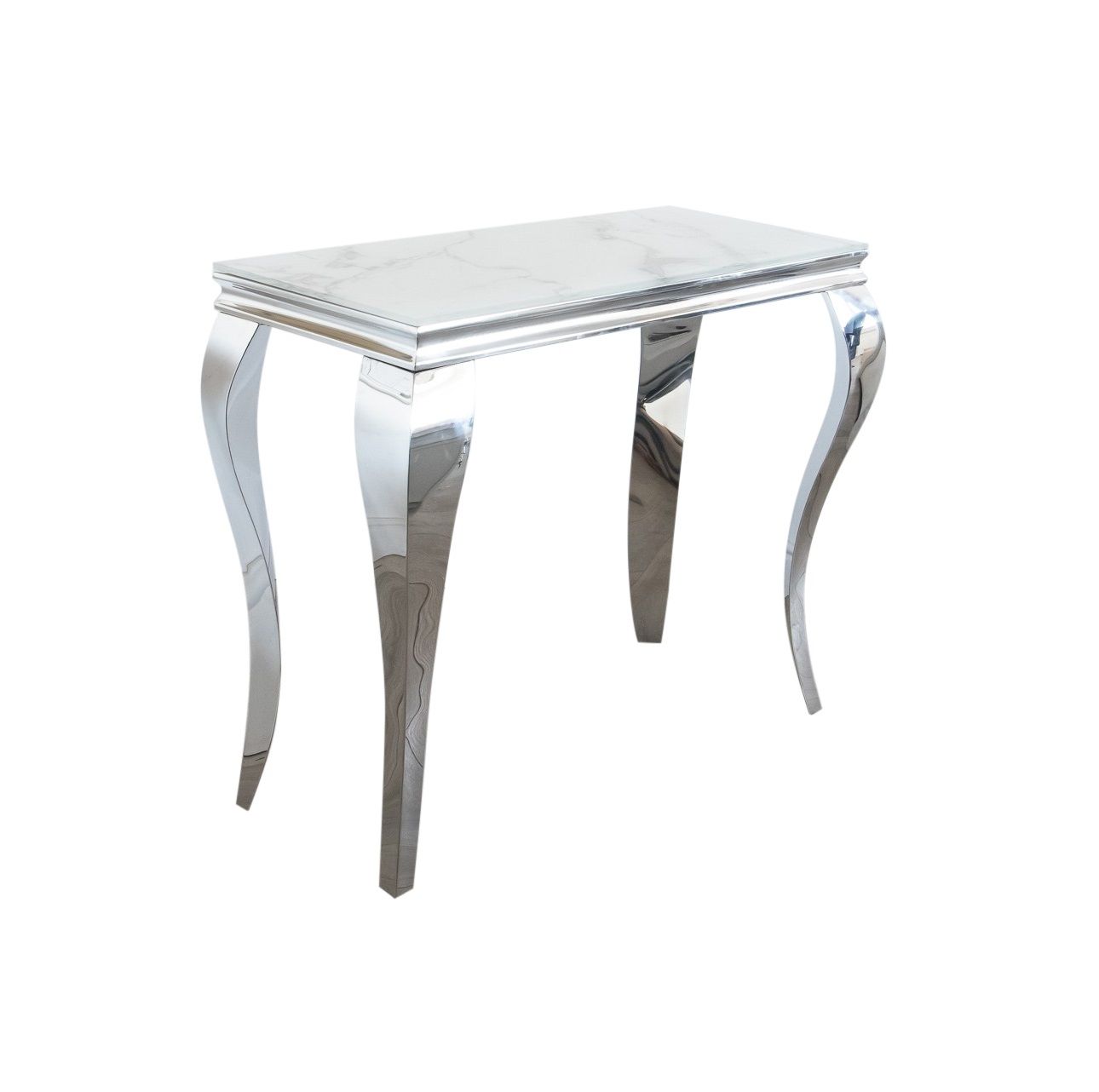 Louis White Marble Glass Chrome Console Table – Niches With Regard To Marble Console Tables Set Of  (View 16 of 20)