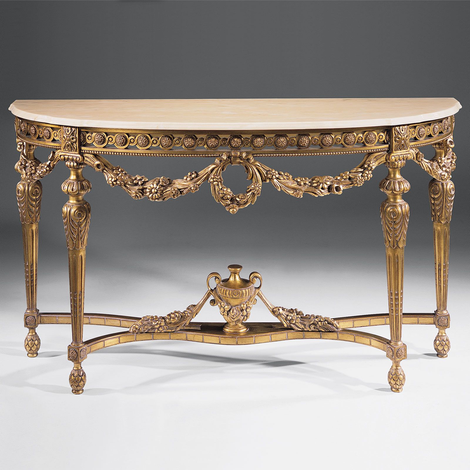 Louis Xvi Console – Louis Xvi Sytle Carved Wood Console Table With Square Black And Brushed Gold Console Tables (Photo 18 of 20)