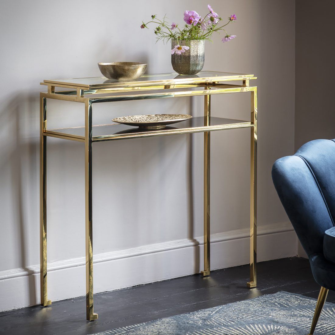 Lucille Gold Console Table With Glass Top | Primrose & Plum Within Glass Console Tables (View 9 of 20)