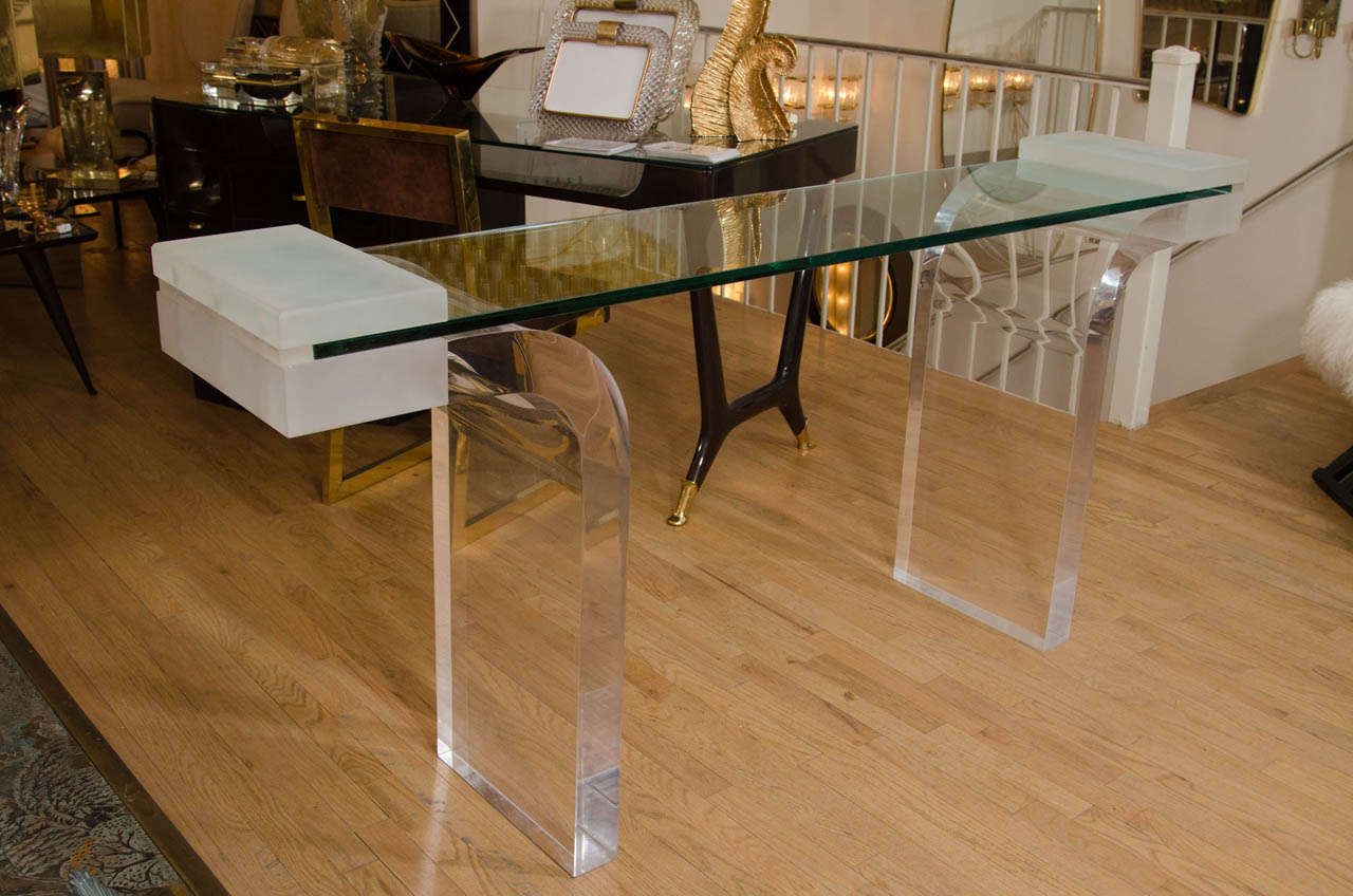 Lucite Console Table With Inverted Waterfall Base At 1stdibs Regarding Acrylic Console Tables (Photo 18 of 20)