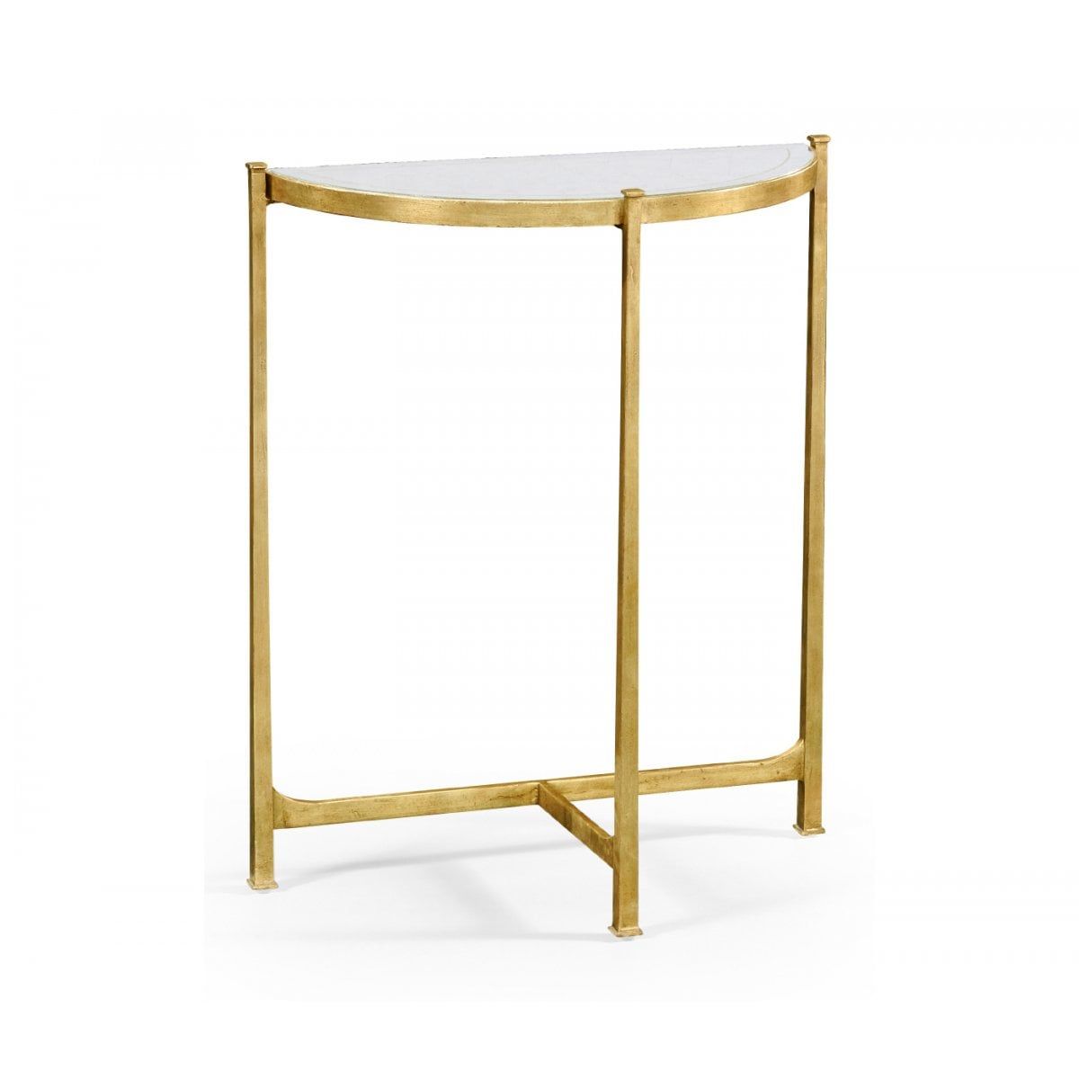 Luxury Designer Small Glass Gold Console Table | Swanky Intended For Glass And Gold Oval Console Tables (View 12 of 20)