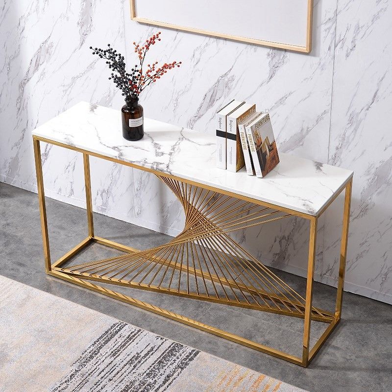 Luxury Modern 55" Rectangular Faux Marble Accent Entryway In Faux Marble Console Tables (View 11 of 20)