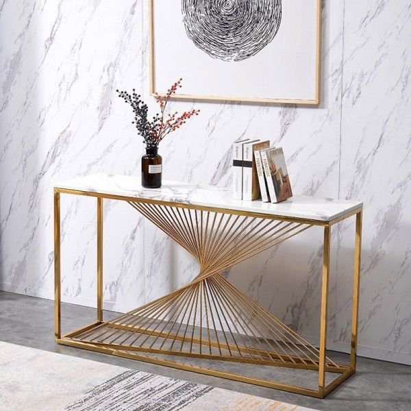 Luxury Modern 55" Rectangular Faux Marble Accent Entryway Pertaining To Metallic Gold Modern Console Tables (View 7 of 20)
