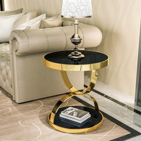 Luxury Modern Stylish 20" Black Glass Side Table Round Intended For Black Round Glass Top Console Tables (Photo 18 of 20)