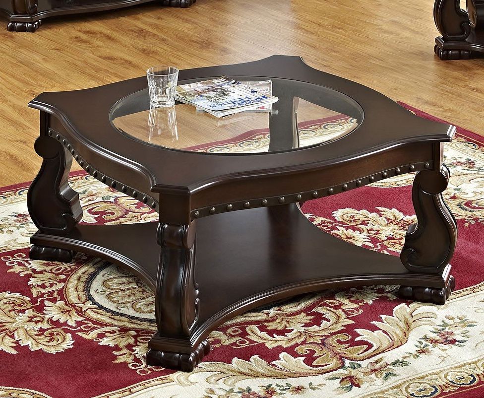 Madison Dark Brown Wood Coffee Table W/ Glass Top Insert With Regard To Espresso Wood And Glass Top Console Tables (Photo 1 of 20)