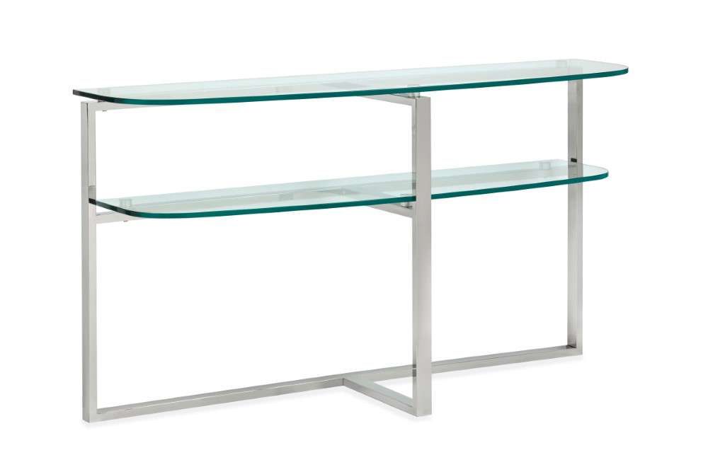 Magnussen – Medlock Shaped Sofa Table In Polished Chrome In Polished Chrome Round Console Tables (View 5 of 20)
