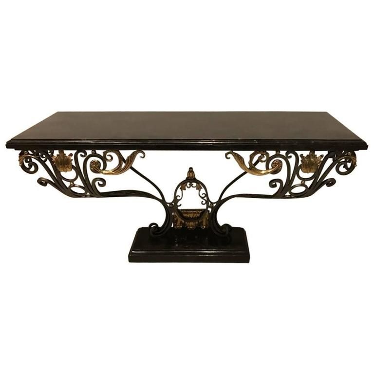 Maitland Smith Wrought Iron Gold And Black Console Table With Aged Black Iron Console Tables (Photo 16 of 20)