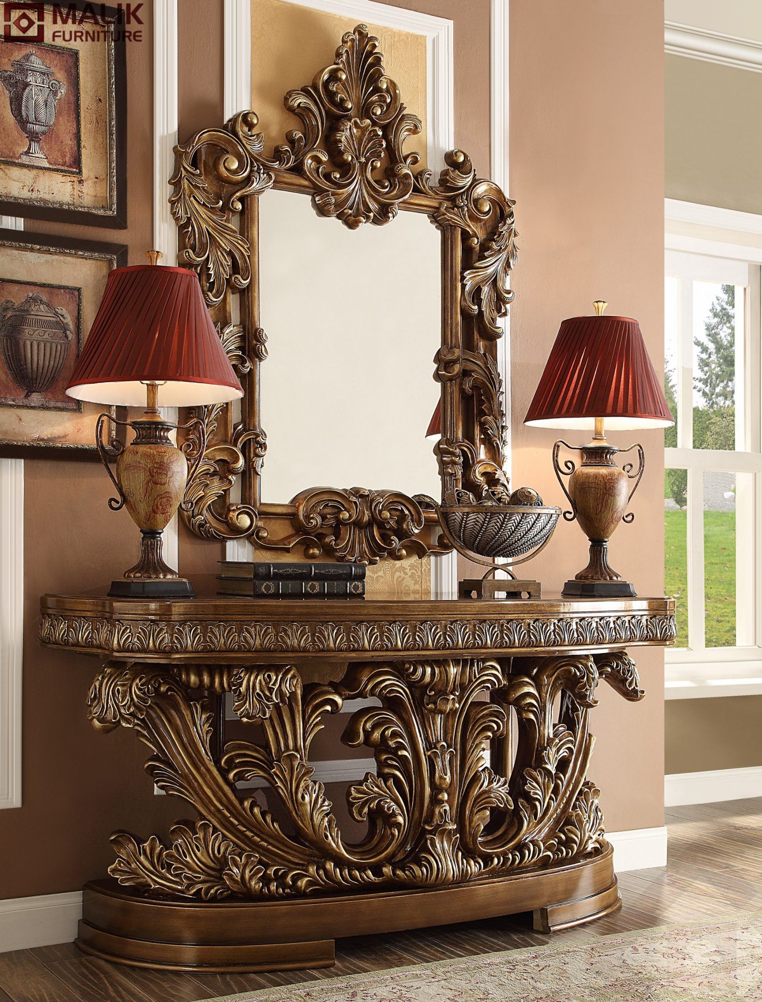 Malik Furniture | Natural Wood Entry Table | Wood Console With Antique Blue Wood And Gold Console Tables (View 2 of 20)