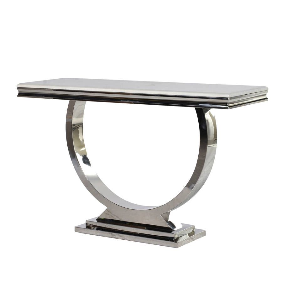 Marble And Stainless Steel Consoleout There Interiors In Black Metal And Marble Console Tables (View 4 of 20)