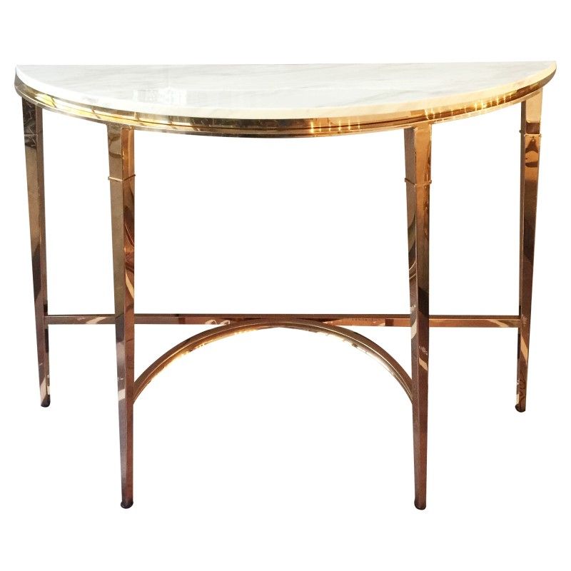 Mary Marble Topped Metal Semi Round Console Table, 130cm With Regard To White Marble Gold Metal Console Tables (View 8 of 20)