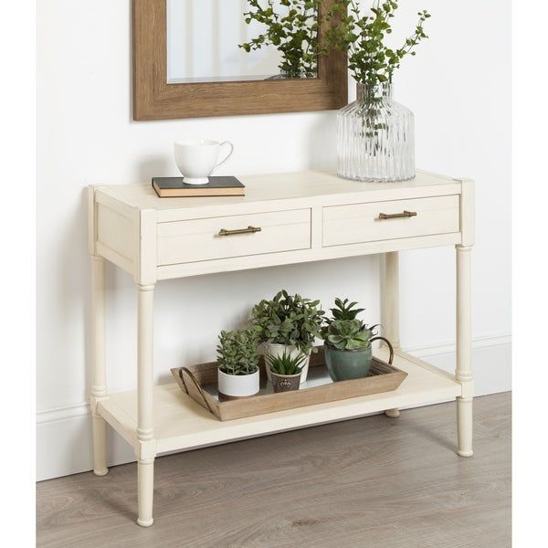 Meacham Wood Console Table With 2 Drawers And Shelf With Regard To Antique White Black Console Tables (View 16 of 20)