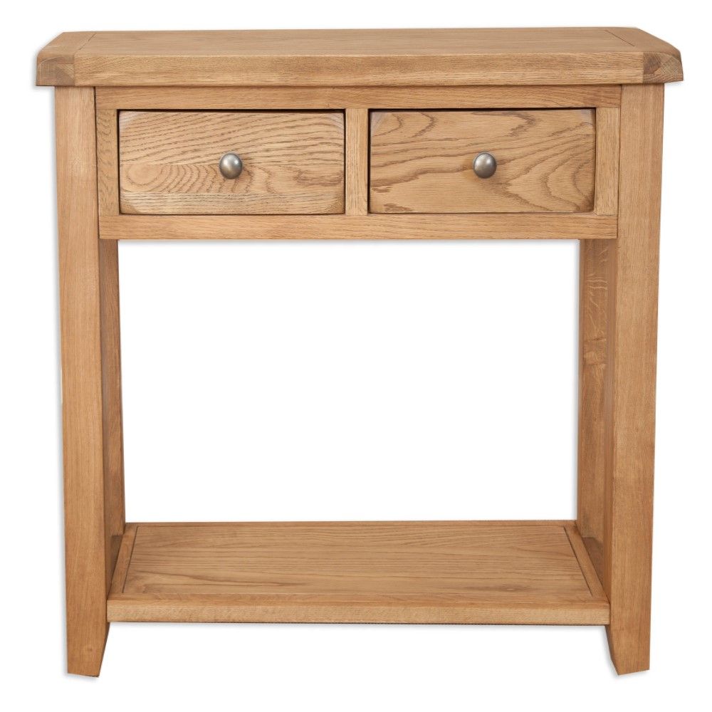 Melbourne Rustic Country Oak 2 Drawer Console Table | Wood Regarding 2 Drawer Oval Console Tables (View 14 of 20)