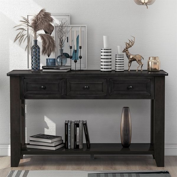 Merax Modern Console Table Sofa Table With 3 Drawers And 1 In 1 Shelf Console Tables (View 10 of 20)