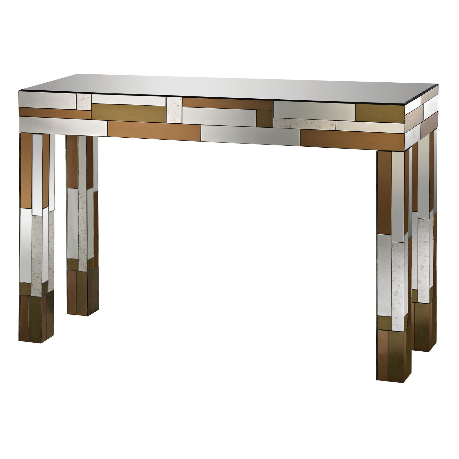 Mercer41 Antigore Geometric Console Table | Wayfair.ca Within Geometric Glass Top Gold Console Tables (Photo 12 of 20)