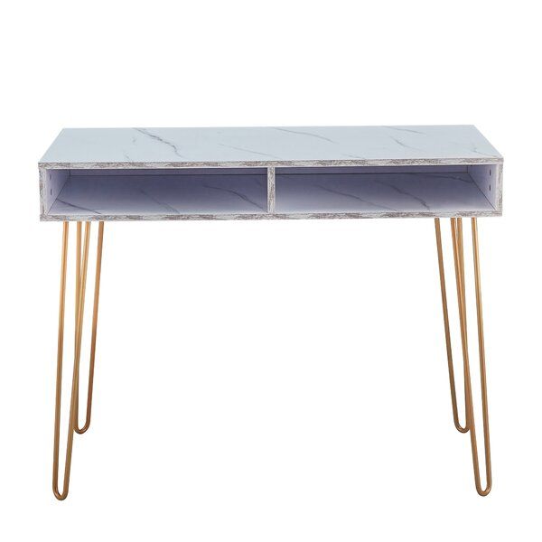 Mercer41 Modern Accent Faux Console Table With Marble In Faux White Marble And Metal Console Tables (View 10 of 20)