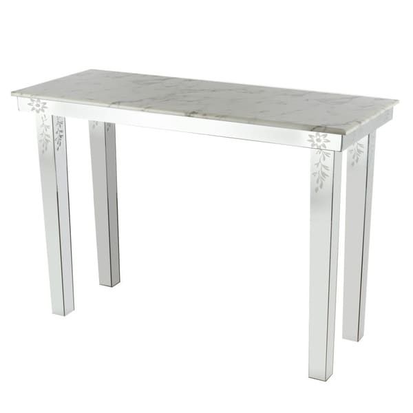 Metal Console Table With Marble Top, White And Clear – On Regarding White Marble Gold Metal Console Tables (View 2 of 20)