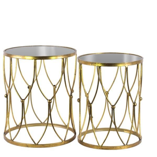 Metal Round Nesting Accent Table With Mirror Top And For Antique Gold Nesting Console Tables (Photo 8 of 20)