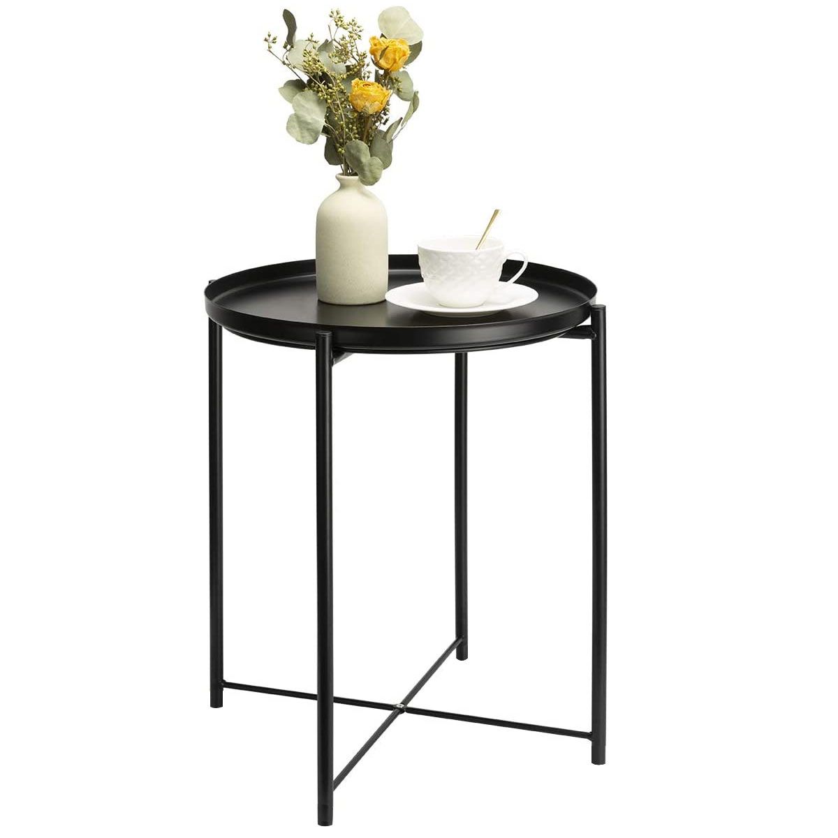 Metal Tray End Table, Round Accent Coffee Side Table, Anti Inside Barnside Round Console Tables (View 8 of 20)