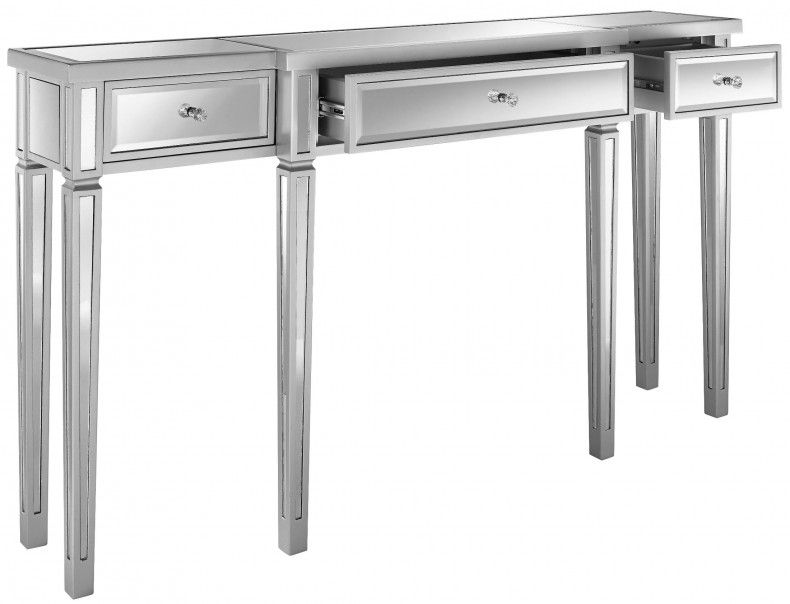 Metallic Silver Mirrored Console – 1stopbedrooms. In Mirrored And Silver Console Tables (Photo 4 of 20)