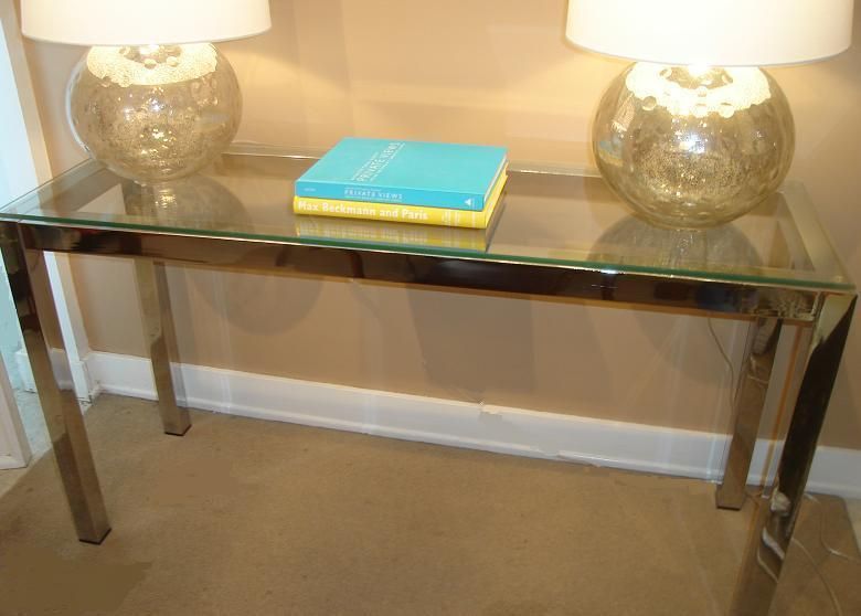 Michael Thomas : Chrome And Glass Console Table In Glass And Chrome Console Tables (View 15 of 20)