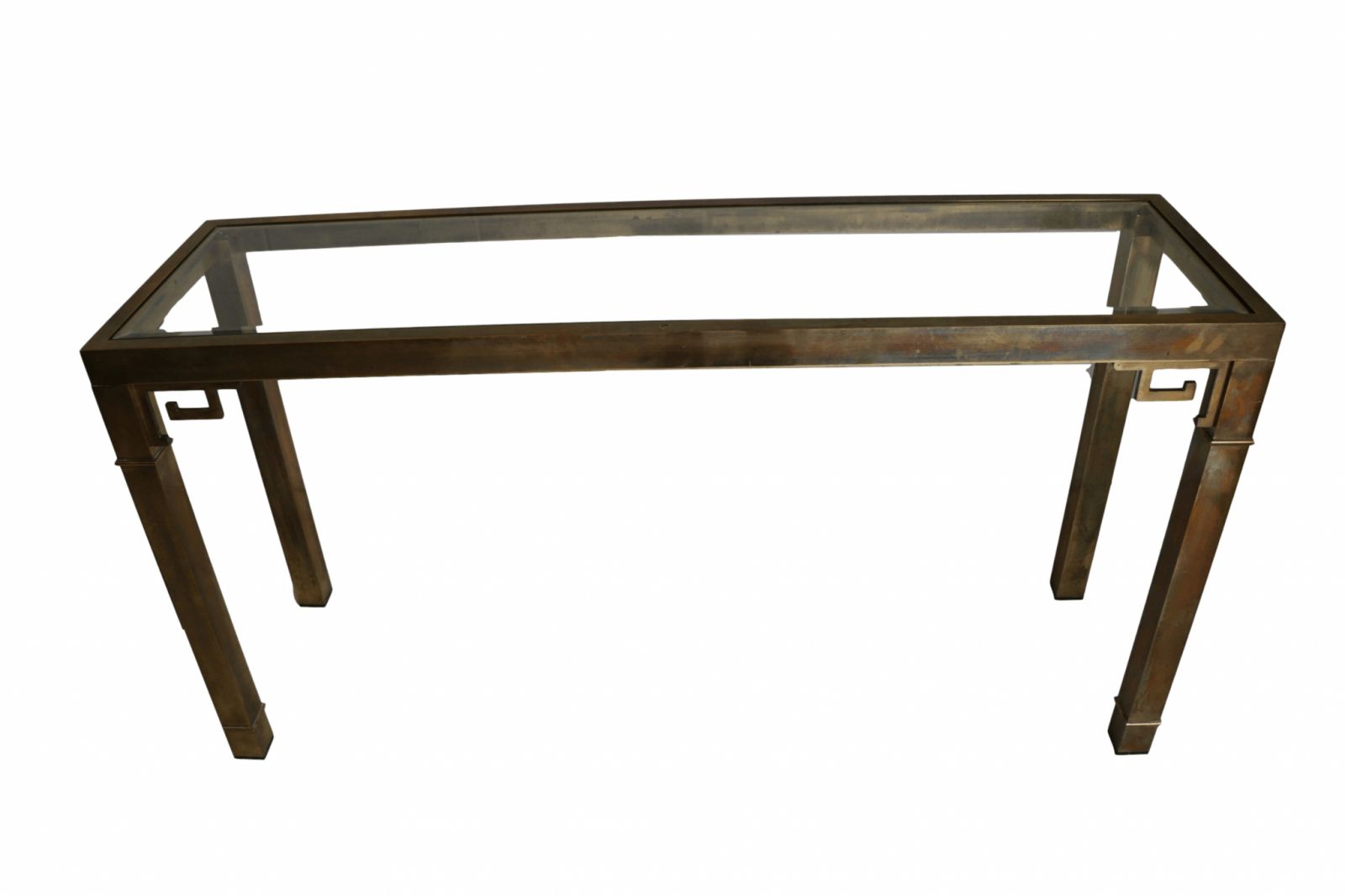 Mid Century Brass Console Table Inside Hammered Antique Brass Modern Console Tables (View 2 of 20)