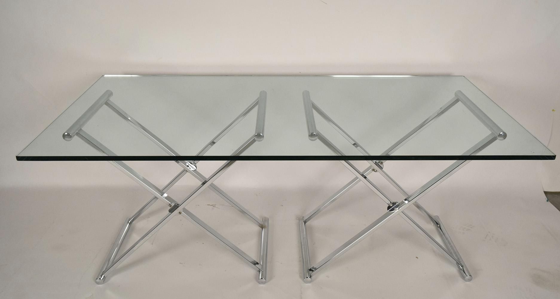 Mid Century Modern Chrome And Glass Console Table – Castle Inside Chrome And Glass Modern Console Tables (View 15 of 20)