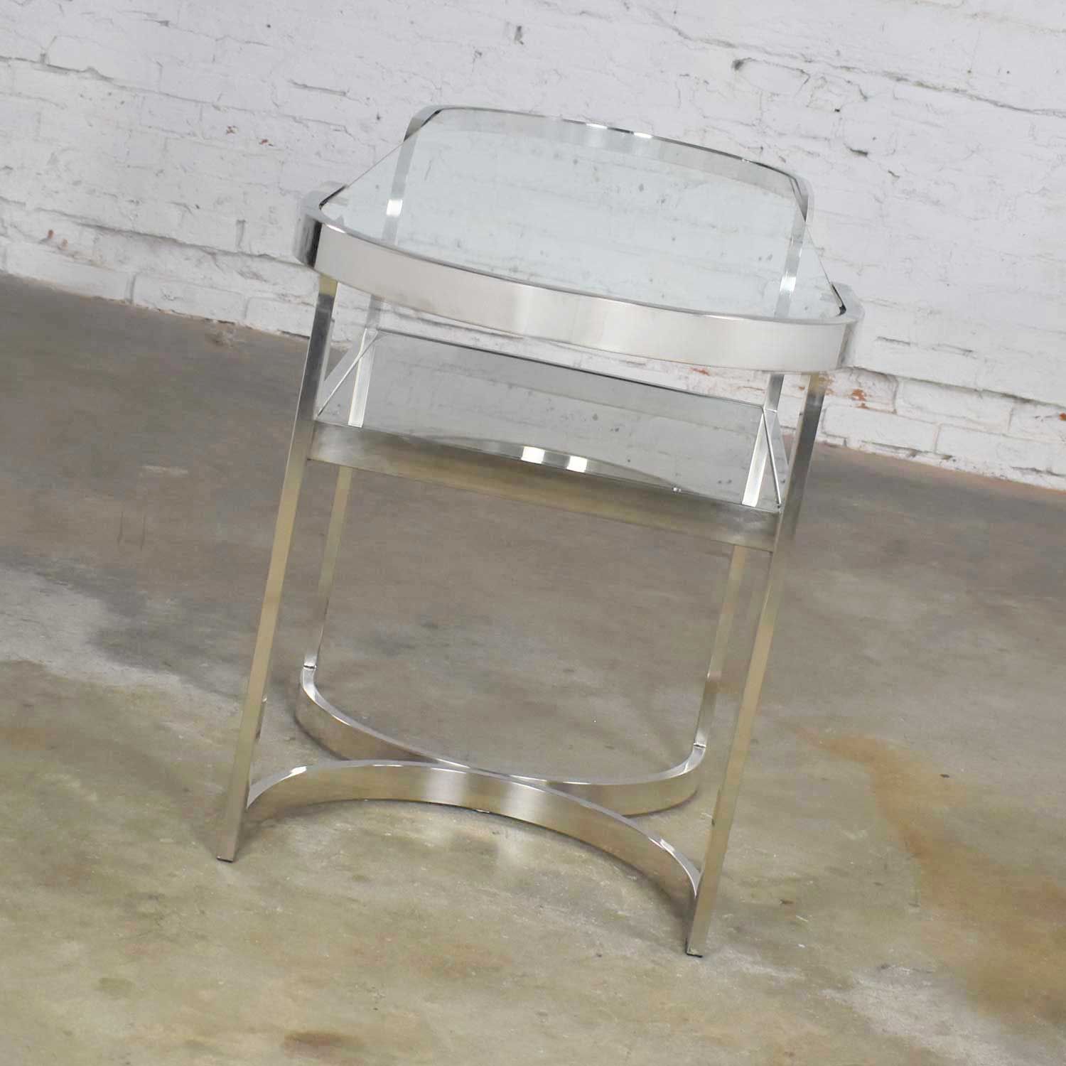 Mid Century Modern Polished Chrome Oval Sofa Or Console Regarding Polished Chrome Round Console Tables (View 18 of 20)
