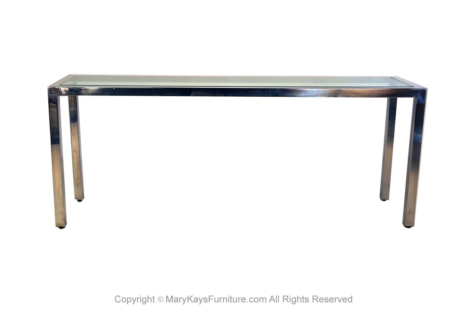 Milo Baughman Chrome Glass Console Table Mid Century In Mirrored And Chrome Modern Console Tables (Photo 2 of 20)