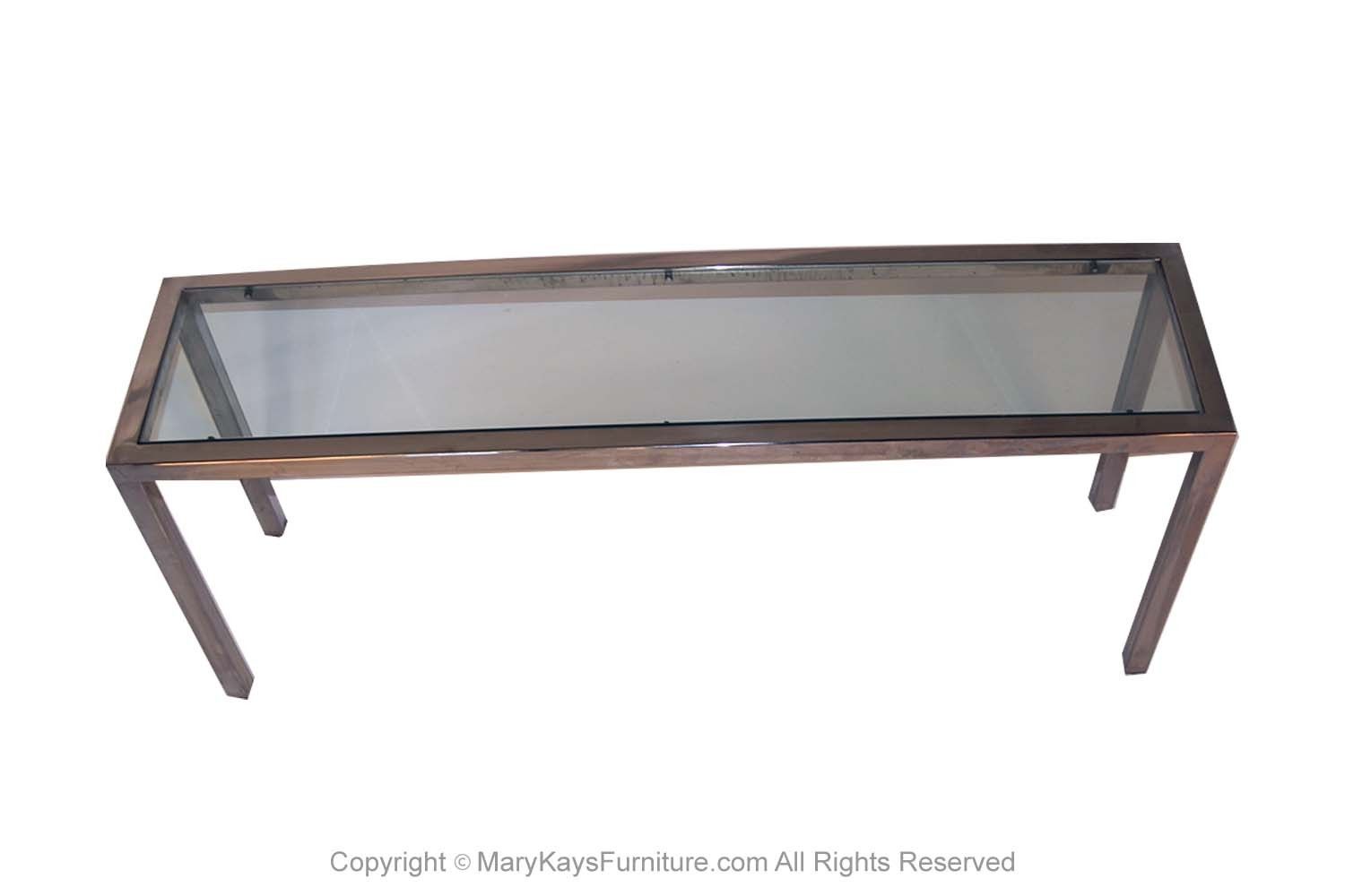 Milo Baughman Chrome Glass Console Table Mid Century Throughout Chrome And Glass Modern Console Tables (Photo 11 of 20)