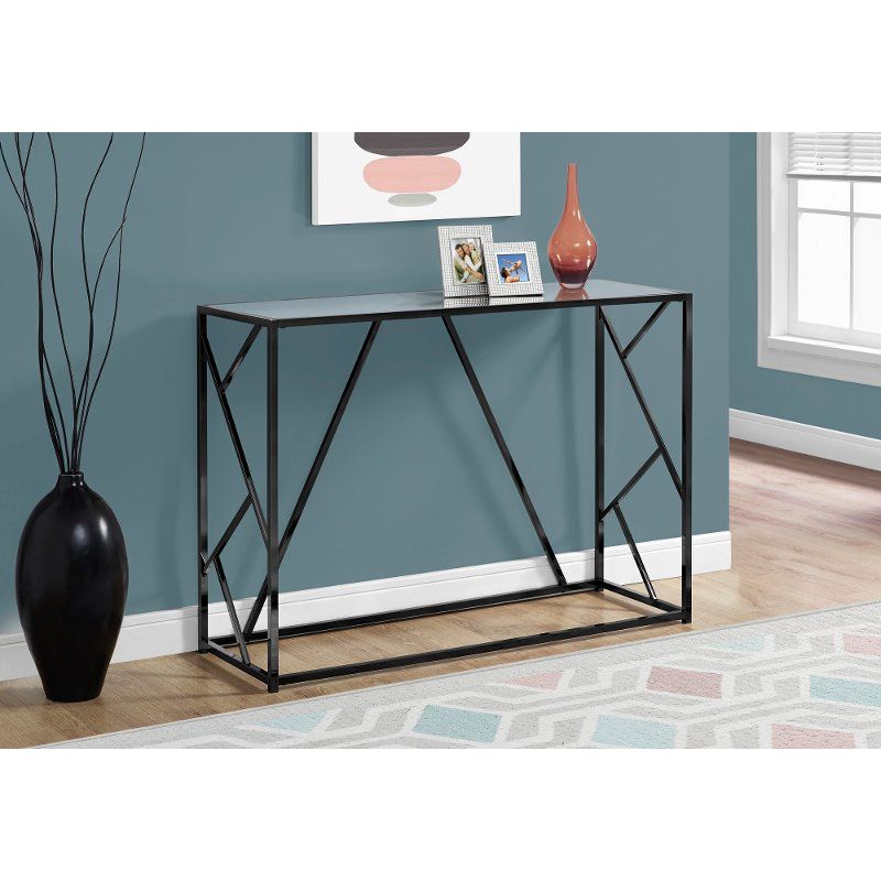 Mirror And Black Metal 42 Inch Modern Console Table | Rc In Square Modern Console Tables (View 7 of 20)