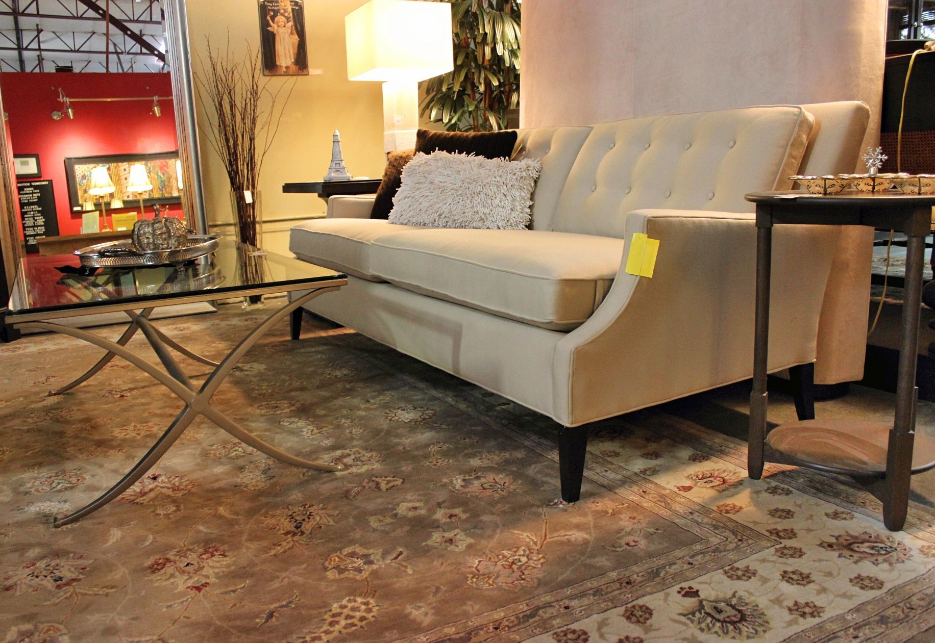 Mitchell Gold Sofa (24297 1) – Consignment Northwest Regarding Cream And Gold Console Tables (Photo 16 of 20)