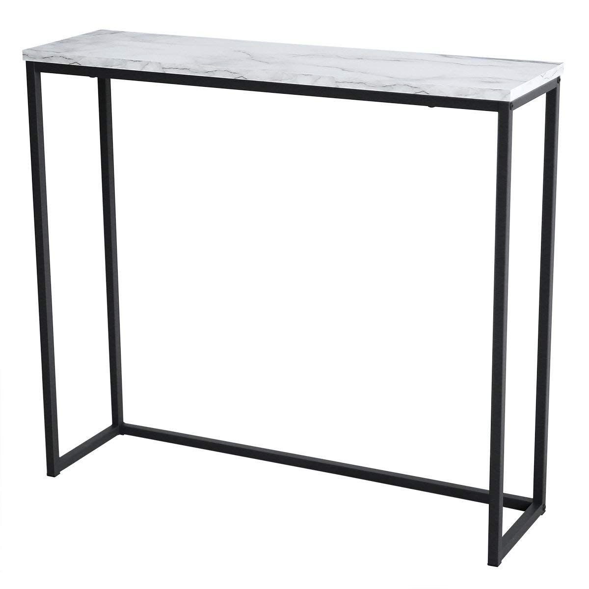 Modern Accent Faux Marble Console Table, Black Metal Frame Pertaining To White Marble Gold Metal Console Tables (View 6 of 20)