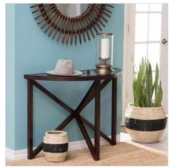 Modern Console Table Glass Entryway Half Moon Foyer Pertaining To Acrylic Modern Console Tables (View 18 of 20)