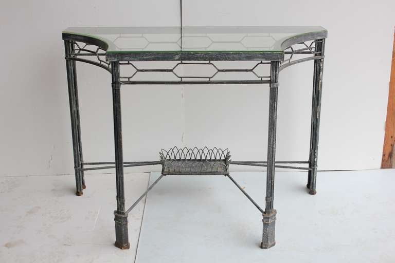 Modern Demilune/console Metal Table, 2 Available For Sale For Hammered Antique Brass Modern Console Tables (Photo 6 of 20)