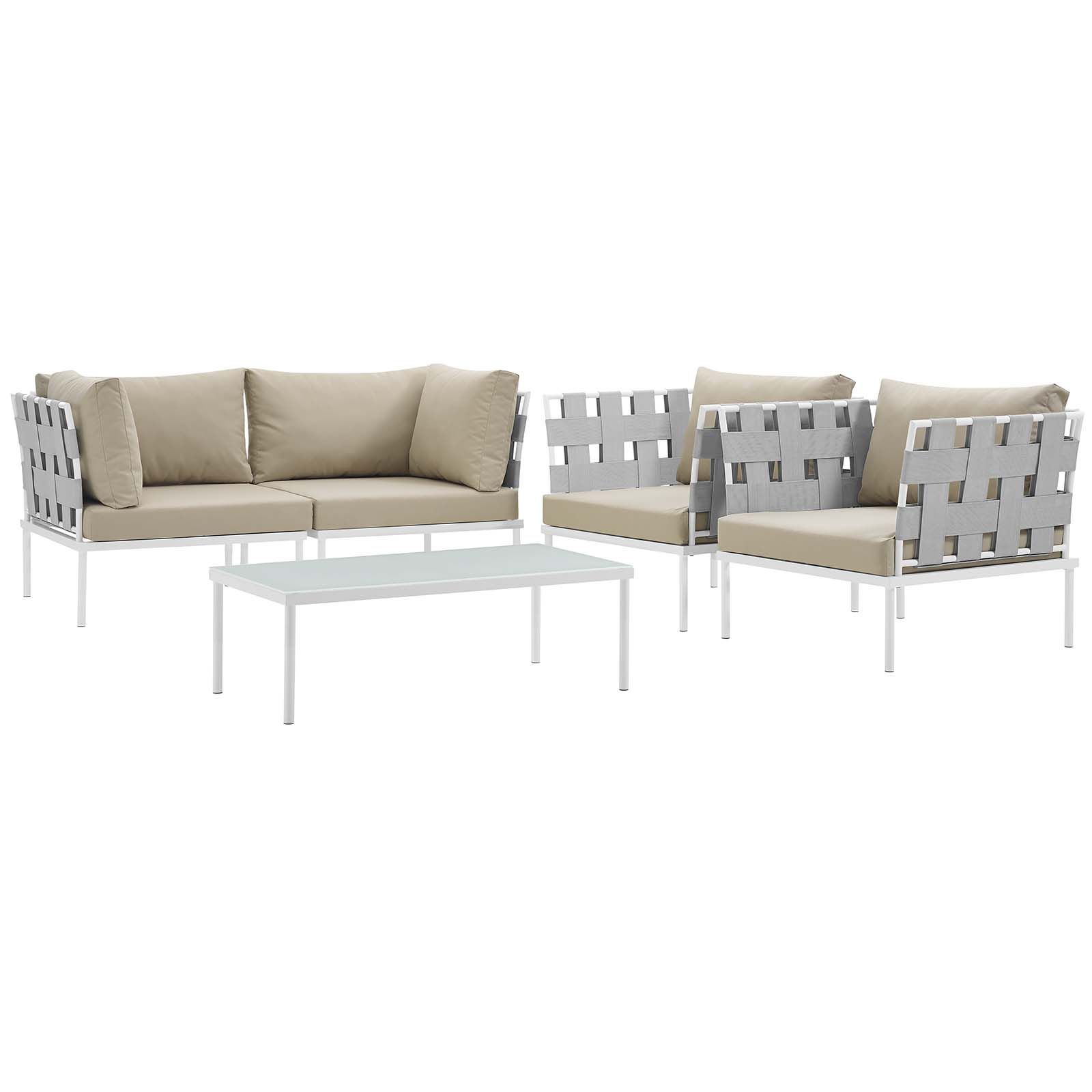 Modern Harmony 5 Piece Outdoor Patio Aluminum Sectional Within 5 Piece Console Tables (Photo 9 of 20)