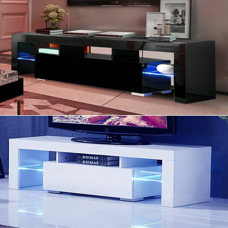 Modern Minimalist Tv Stand With High Gloss Led Lights In Large Modern Console Tables (Photo 18 of 20)