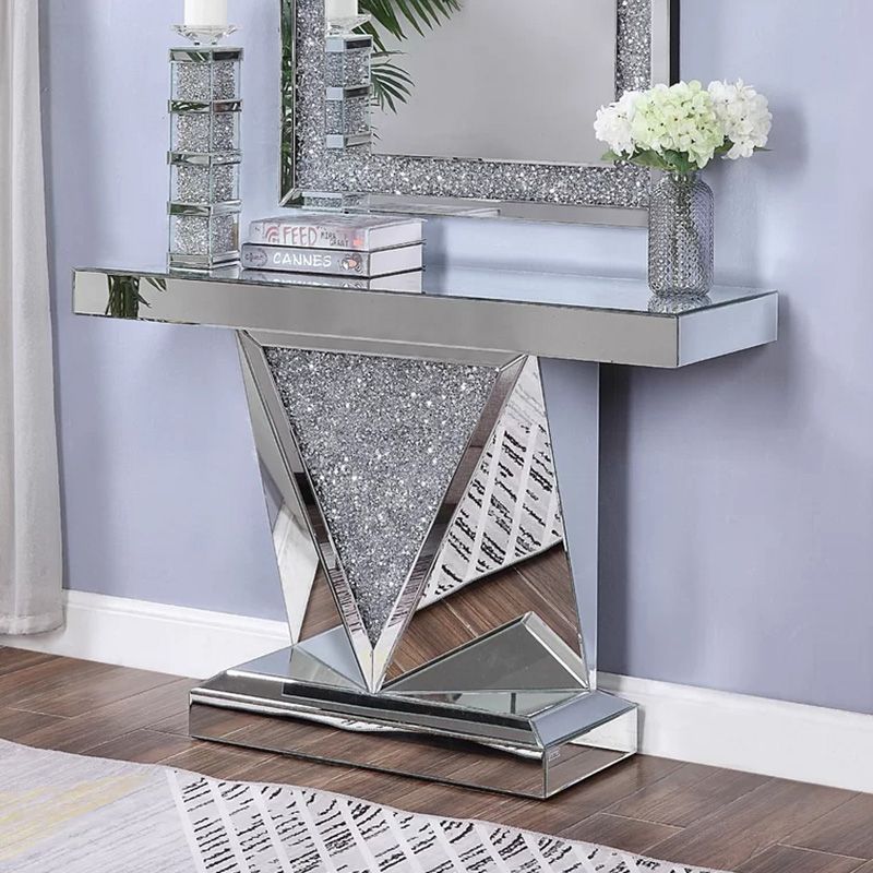 Modern Mirrored Console Table Crushed Diamond Furniture For Square Modern Console Tables (Photo 5 of 20)