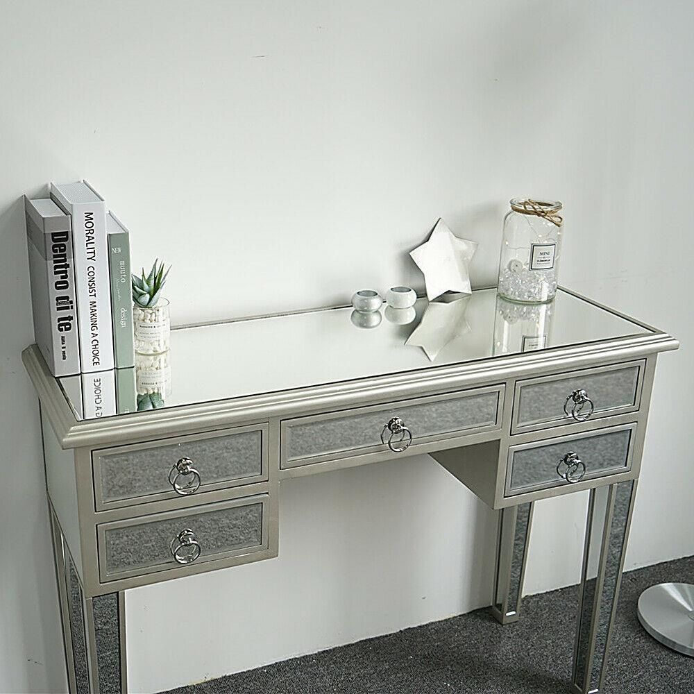 Modern Mirrored Desk Home Console Table Bedroom Vanity Intended For Mirrored Modern Console Tables (Photo 14 of 20)