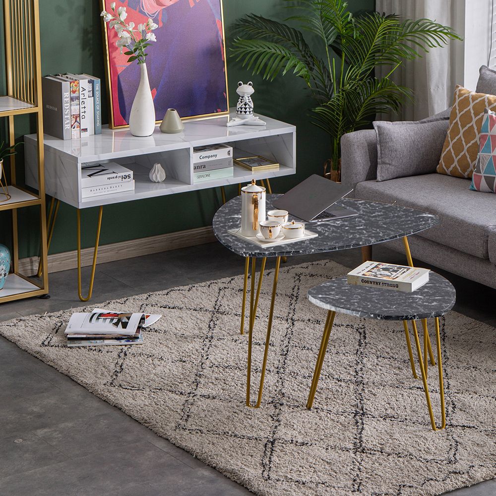 Modern Nesting Coffee Table, Marble Nesting End Table Within 2 Piece Round Console Tables Set (Photo 6 of 20)