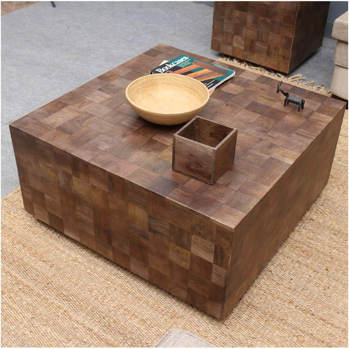 Modern Rustic Furniture Solid Wood 36" Square Coffee Table For Rustic Espresso Wood Console Tables (Photo 1 of 20)