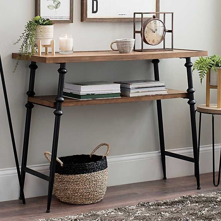 Modern Wood And Metal Console Table With Shelf | Metal Throughout Modern Farmhouse Console Tables (Photo 12 of 20)