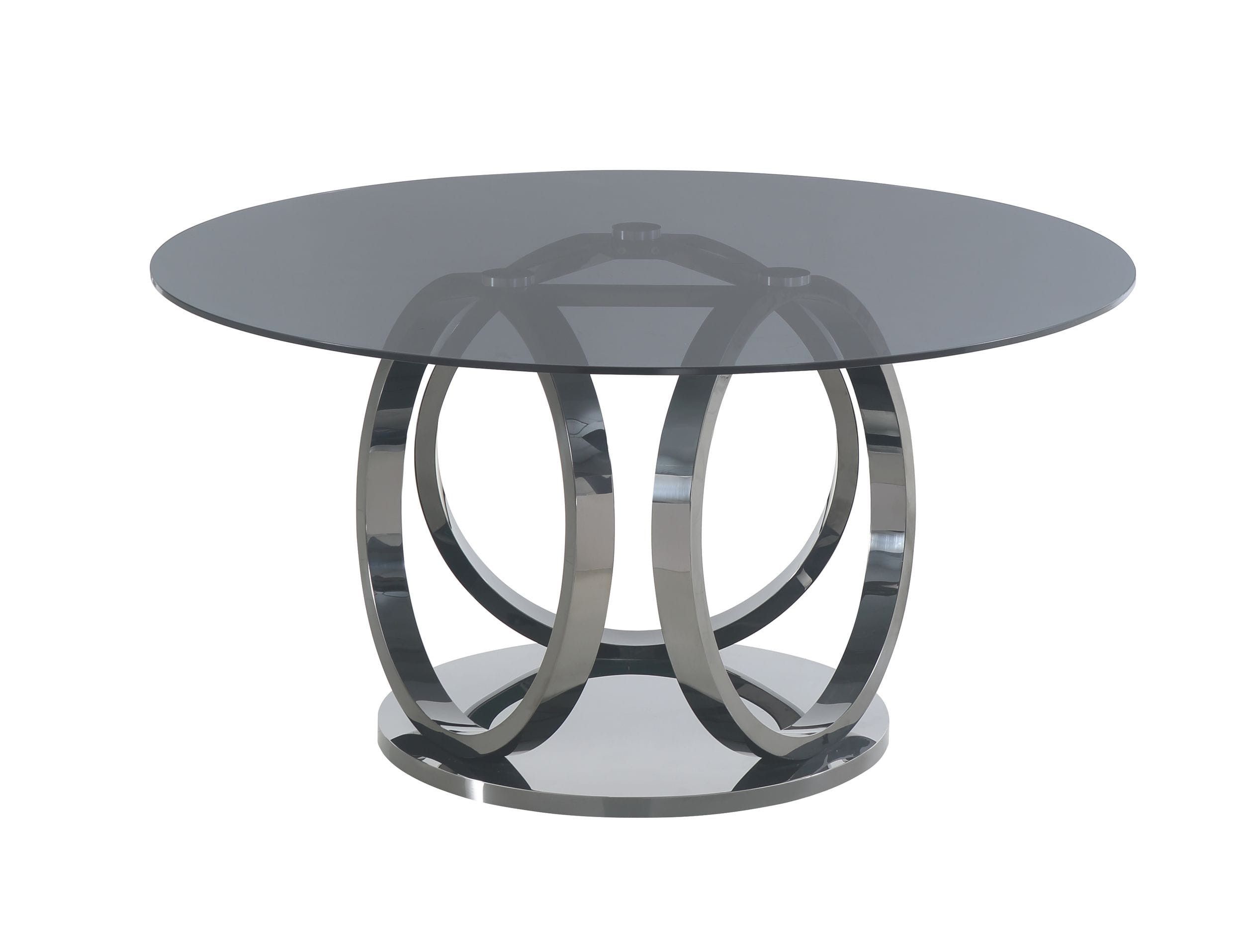 Modrest Enid – Modern Smoked Glass & Black Stainless Steel With Regard To Black Round Glass Top Console Tables (Photo 10 of 20)