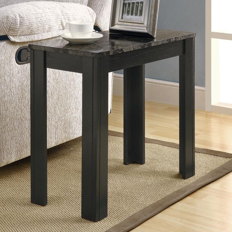 Monarch Rectangular Black Wood Accent Side Table With Grey With Regard To Gray And Black Console Tables (Photo 6 of 20)