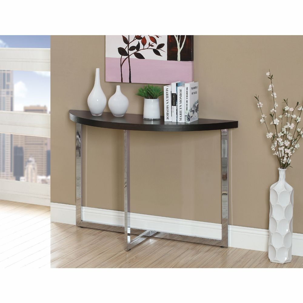 Monarch Specialties – Console Table 48l Cappuccino Chrome Pertaining To Chrome Console Tables (Photo 7 of 20)