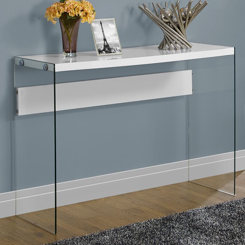 Monarch Specialties Console Table – Glossy White – Console Throughout White Gloss And Maple Cream Console Tables (Photo 15 of 20)