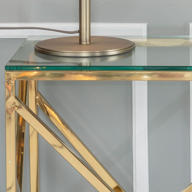 Moneen Glass And Stainless Steel Gold Console Table Pertaining To Stainless Steel Console Tables (View 11 of 20)